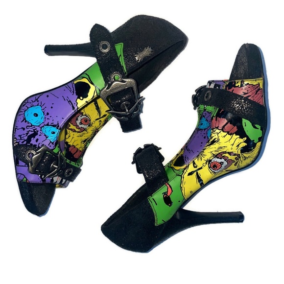 Demonia Zombie 09 Mary Jane Heels open toe & chunky buckles SZ 11 (Read Listing) - Picture 2 of 6
